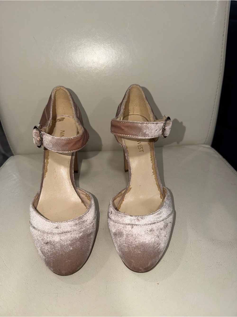 Nine West Blush Velvet Ankle-Strap Pumps